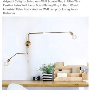 Modern 2-Light Swinging Arm Wall Sconce Brass New In Box